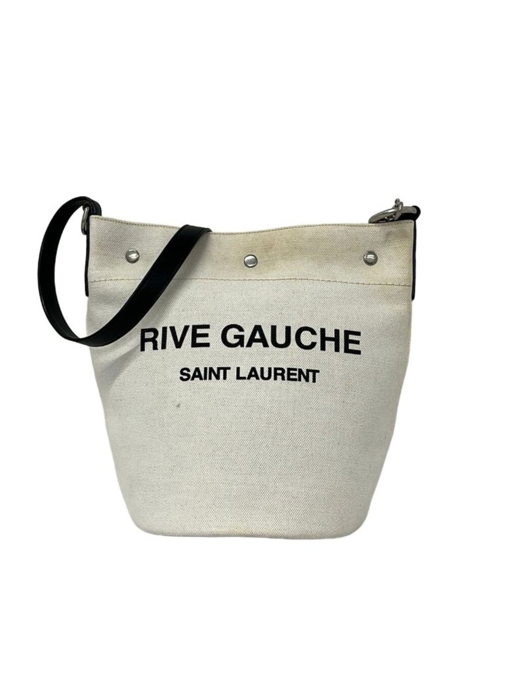 Saint Laurent Paris Shoulder Bag Rive Gauche Seau Ivory Black Leather